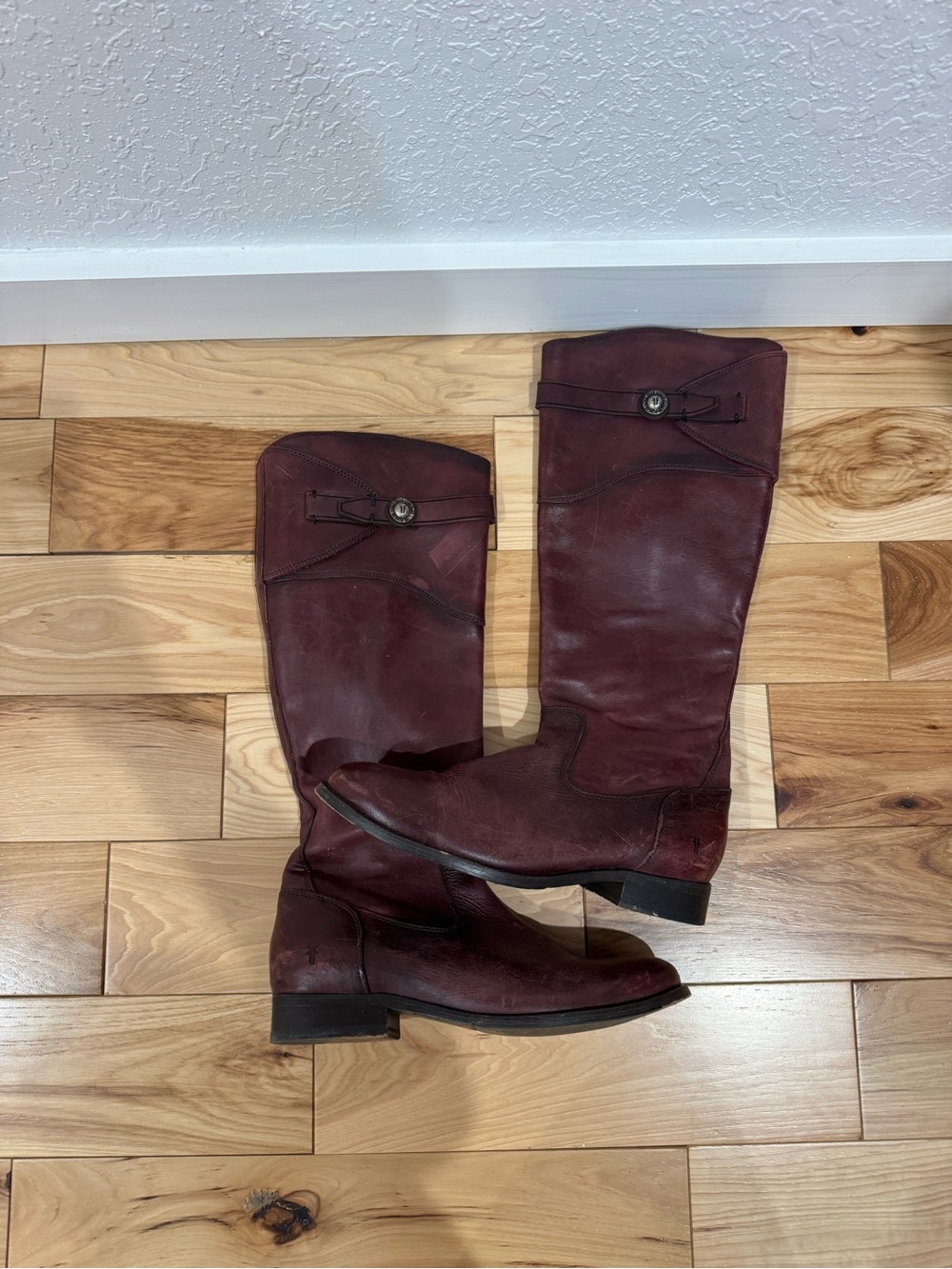 Frye Burgundy Leather Knee-High Riding Boots